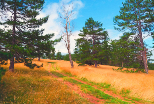 石油山水画图片下载