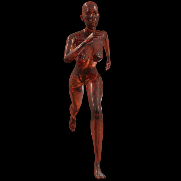 抽象数字插图从三维渲染的一个多彩的女子跑步运动风格图片下载