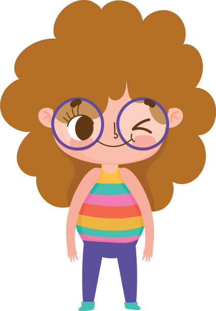 小女孩戴着眼镜，卷着头发图片下载