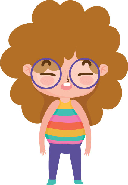 小女孩戴着眼镜，卷着头发图片下载