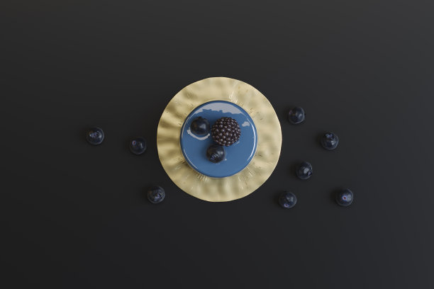 蓝莓松饼，黑背景黑莓图片下载