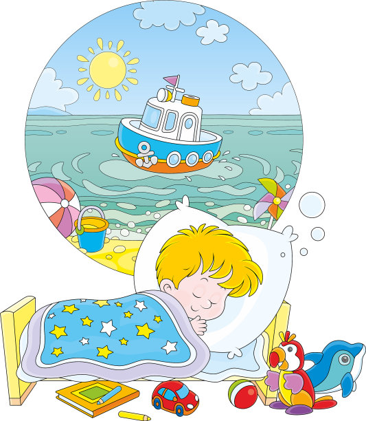 小男孩睡觉和做梦图片下载