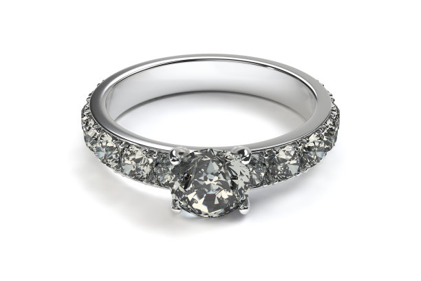 钻石戒指，珠宝，宝石，3D插图，孤立在白色图片下载