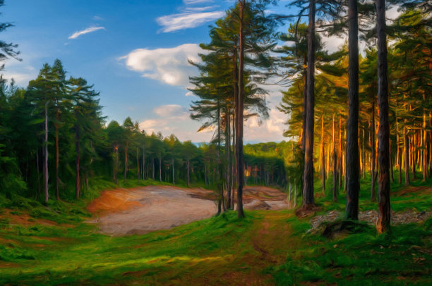 石油山水画图片下载