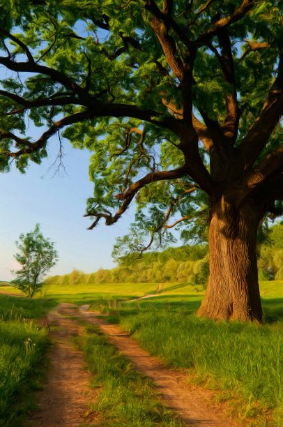 石油山水画图片下载