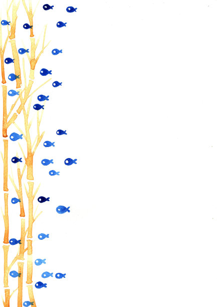学校的海洋鱼类与分支框架矢量背景装饰在暑假。图片下载