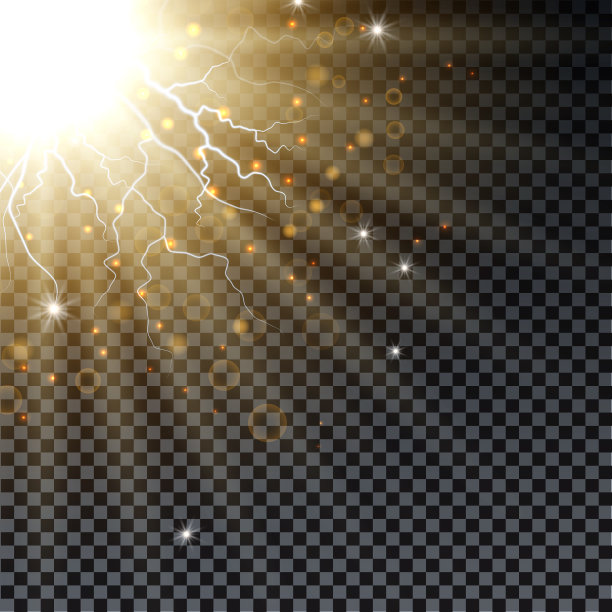 金色的闪光和镜头光晕效果。发光的星星。金光闪闪的散景光和魔法尘埃粒子的爆发。矢量图图片下载