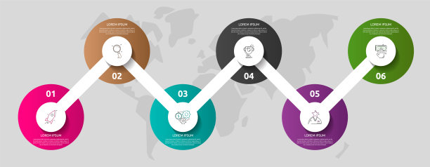 矢量模板圆信息图。经营理念与6个选项和部分。图片下载
