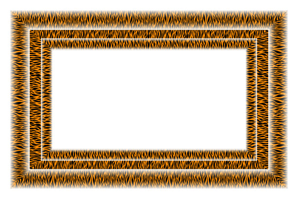 黑色和橙色的方形框架。有动物装饰的装饰边。老虎的皮肤。副本的空间。时尚。模板设计的卡片，海报，横幅。矢量插图。图片下载