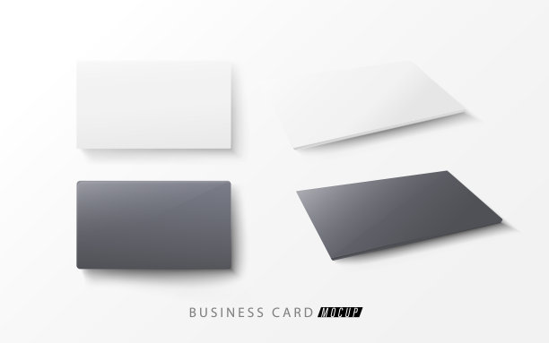 水平白色和黑色空白名片模型上的白色背景图片下载