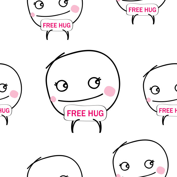 可爱的男孩与标志“自由拥抱”无缝图案的艺术和打印矢量eps.10图片下载