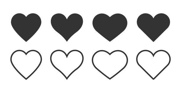 心形直线矢量图标。情人节爱情和婚礼心细线框架心矢量图标孤立在白色背景，心透明标志设计图片下载