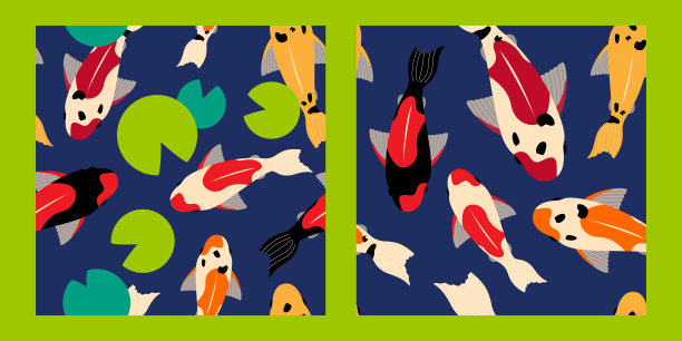 用锦鲤设两个无缝图案图片下载