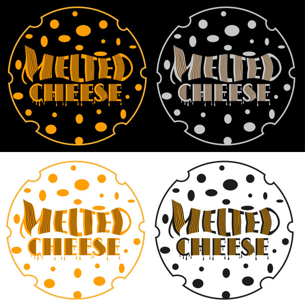 设置艺术极简主义黑色标志融化的奶酪与图片下载