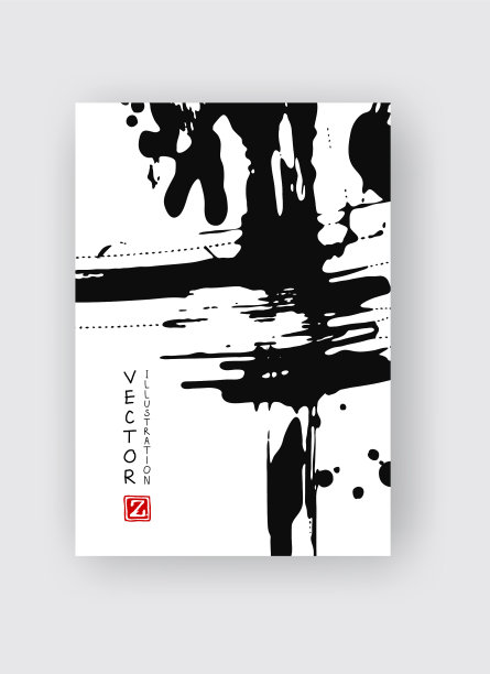 黑色的墨水笔触在白色的背景图片下载