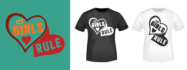 女孩主导的口号为t恤印花邮票，t恤贴花，时尚口号，徽章，标签服装，牛仔裤和休闲服。矢量图图片下载