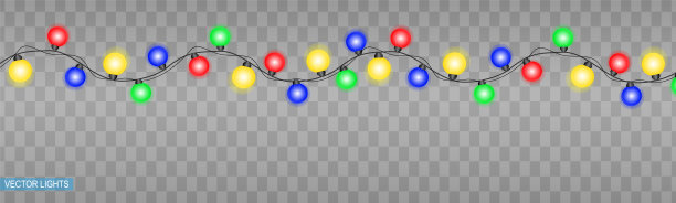 圣诞灯孤立在透明的背景图片下载