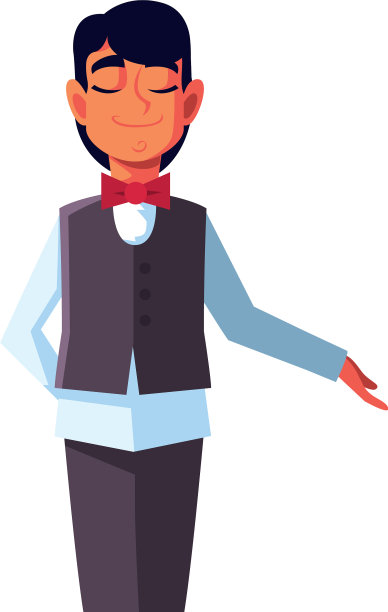 白色背景上穿着制服的男服务员图片下载