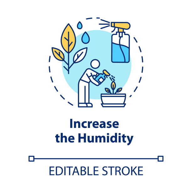 增加湿度概念图标。室内花卉的担忧。室内植物关怀。水分养护理念细线插图。矢量隔离轮廓RGB彩色绘图。可编辑的中风图片下载