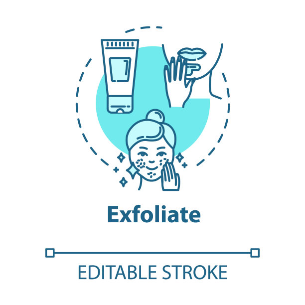 去角质，脱皮，美容概念图标。面部肌肤更新，抗衰老美容程序构思细线插画。矢量隔离轮廓RGB彩色绘图。可编辑的中风图片下载