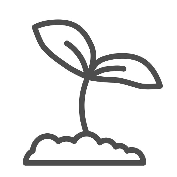 从地面发芽的植物线条图标：生态概念，白色背景上土壤中种子萌发的符号，移动和Web的轮廓样式中的幼苗生长图标，矢量图形图片下载