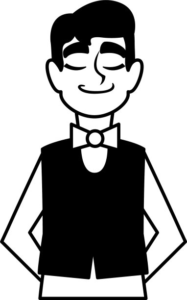 白色背景上穿着制服的男服务员图片下载