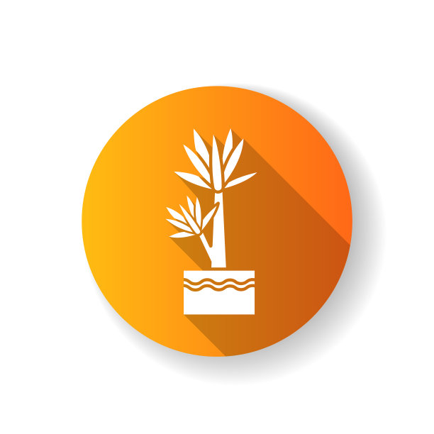丝兰橙色平面设计长影子字形图标。小的异国情调室内棕榈。墨西哥的树。有尖叶的装饰性室内植物。自然的家居、办公室装饰。剪影RGB彩色插图图片下载
