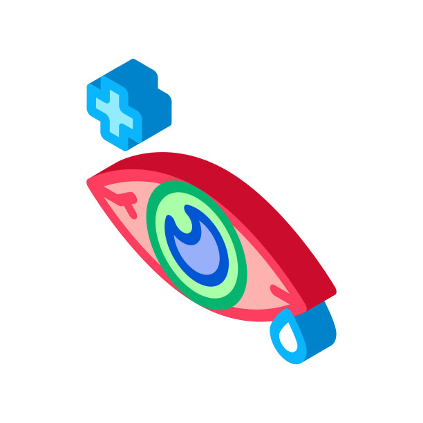 疼痛病眼泪眼器官等距图标矢量插图图片下载