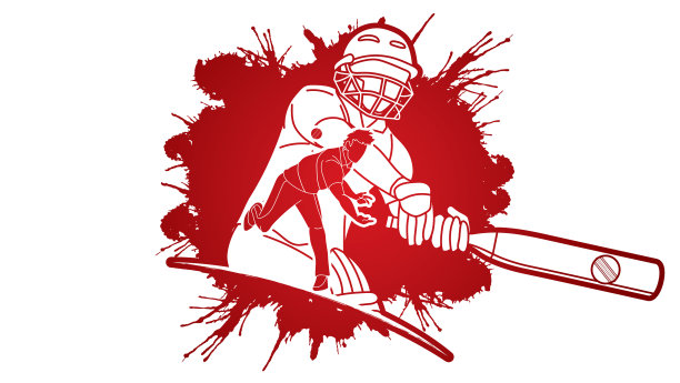 小组板球运动员动作卡通运动图片下载