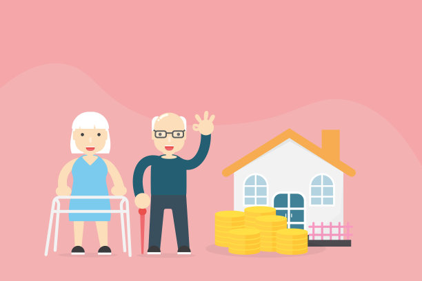 养老储蓄和规划概念插图与老夫妇和储蓄为老年人的投资在退休期间的日常开支和医疗费用图片下载