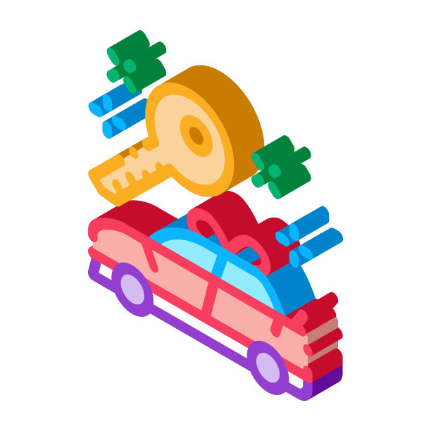 礼品车等距图标矢量插图图片下载