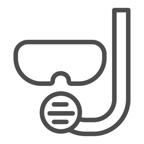 潜水管和面罩线图标，夏季概念，白色背景上的浮潜设备标志，潜水面罩和浮潜图标轮廓风格的移动概念和网页设计。矢量图形。图片下载