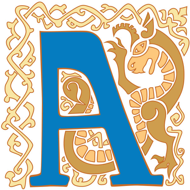 大写字母A，带有花图案图片下载