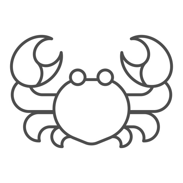 蟹细线图标，海洋生物概念，海鲜标志在白色背景，螃蟹剪影图标在轮廓风格的移动概念和网页设计。矢量图形。图片下载