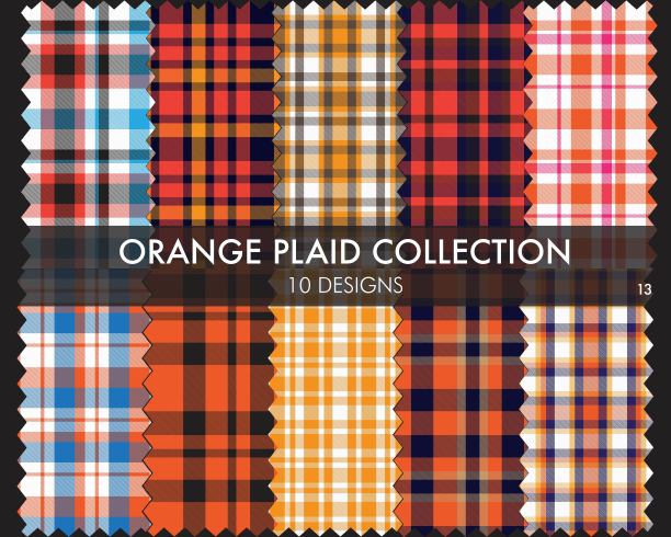 橙色格子呢无缝图案系列图片下载