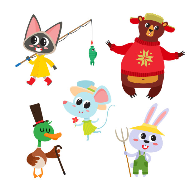 收集可爱的卡通动物服装图片下载