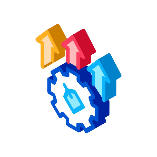 齿轮箭头标签等距图标矢量插图图片下载