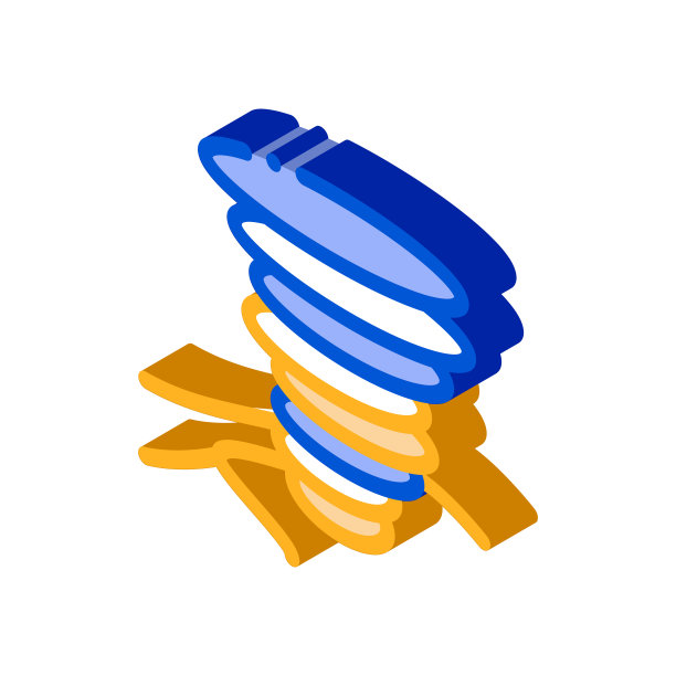 龙卷风场等距图标矢量插图图片下载