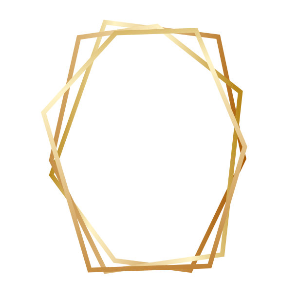 几何多边形的黄金框架与复制空间的卡片设计在白色，股票矢量插图图片下载