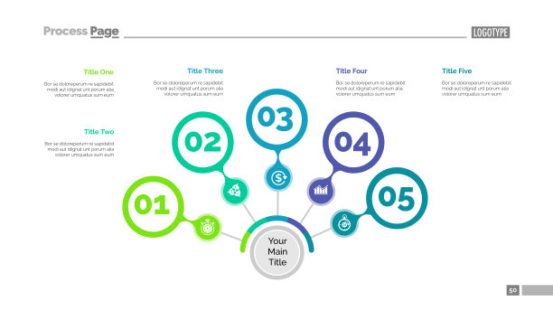 五步策略幻灯片模板图片下载