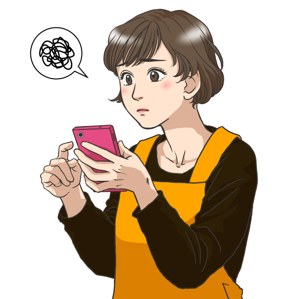 一个手里拿着智能手机的年轻家庭主妇图片下载