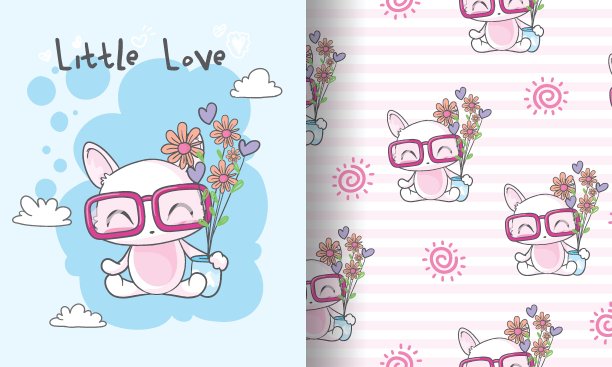 可爱的小猫与无缝图案插图的孩子图片下载