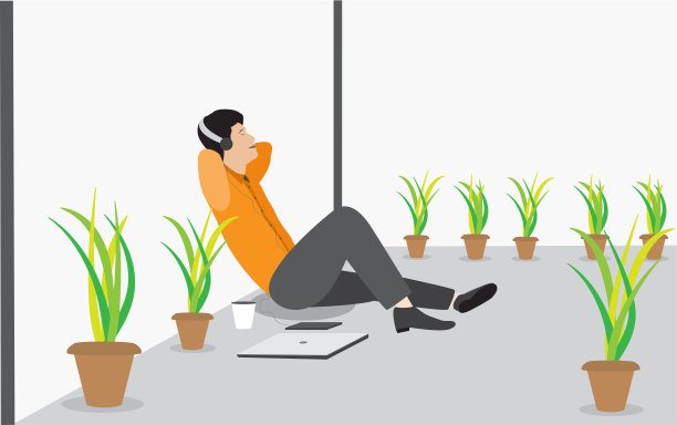 专业员工在空闲时间享受音乐图片下载