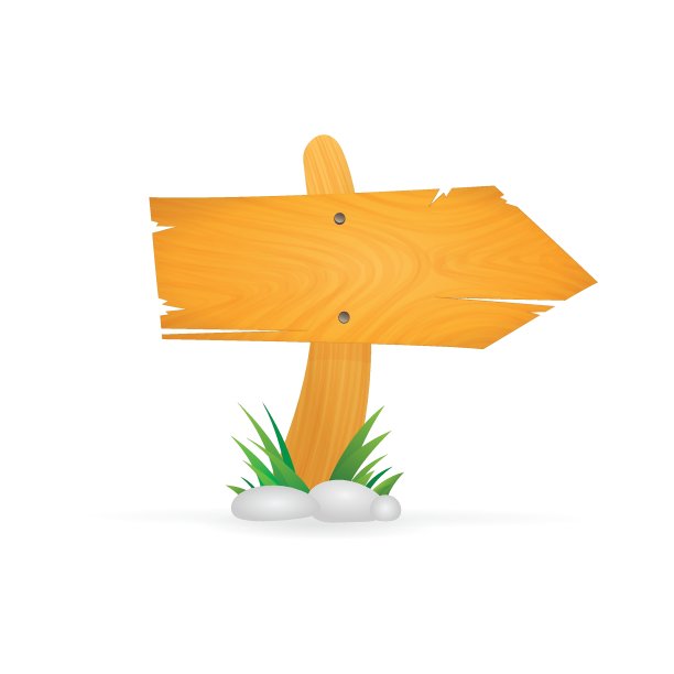 木头路标。卡通风格的画木招牌矢量插图。图片下载