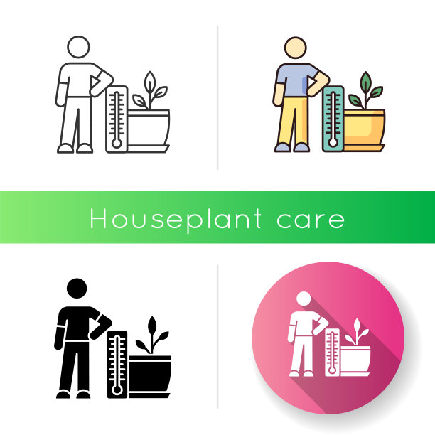 种植温度范围图标。为植物提供适当的空气温度条件。室内植物护理。室内园艺。线性黑色和RGB颜色样式。孤立的矢量插图图片下载