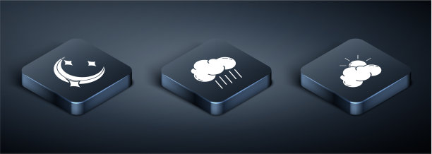 设置等距的月亮和星星，太阳和云图片下载