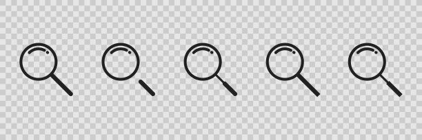 放大镜图标设置为透明背景，矢量放大镜收集。图片下载