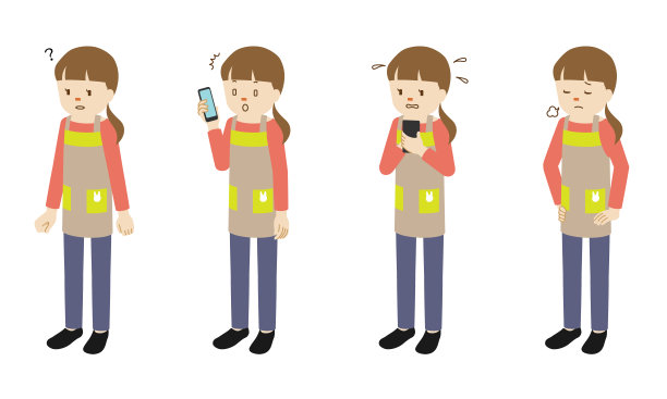 插图一套四姿势的女幼儿园教师人物站立图片下载