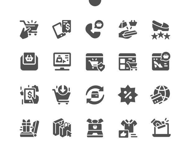 电商矢量图标：Web图形和App极简像素图标图片下载