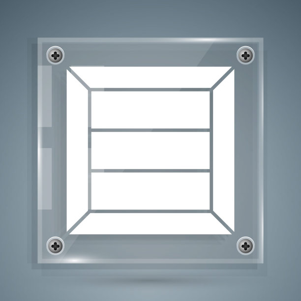 白色木箱图标孤立在灰色背景。方形玻璃面板。矢量图图片下载
